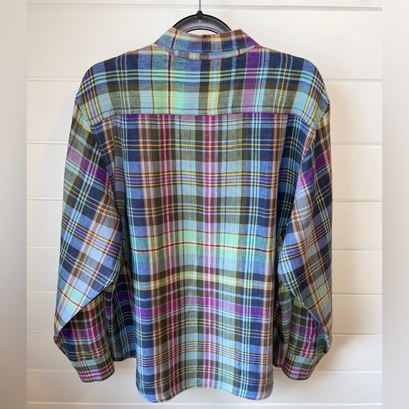 TOMMY BAHAMA Men's Size L 100% Linen Plaid Long Sleeve Shirt Perfect for Easter - Picture 2 of 4